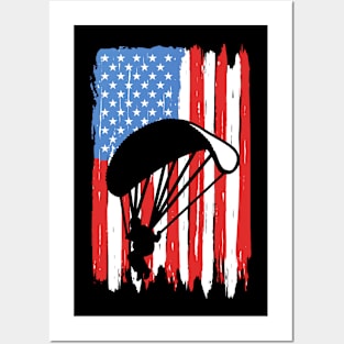 American Flag Paragliding Graphic Posters and Art